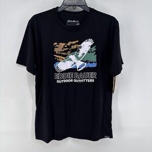 Eddie Bauer Shirt Mens Medium Black Eagle Nature Outdoor Outfitters Graphic Tee